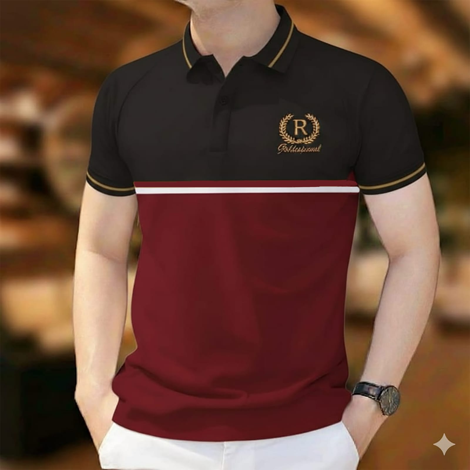 Super Premium PK Cotton Polo Shirt For Men's [R Black/Maroon]