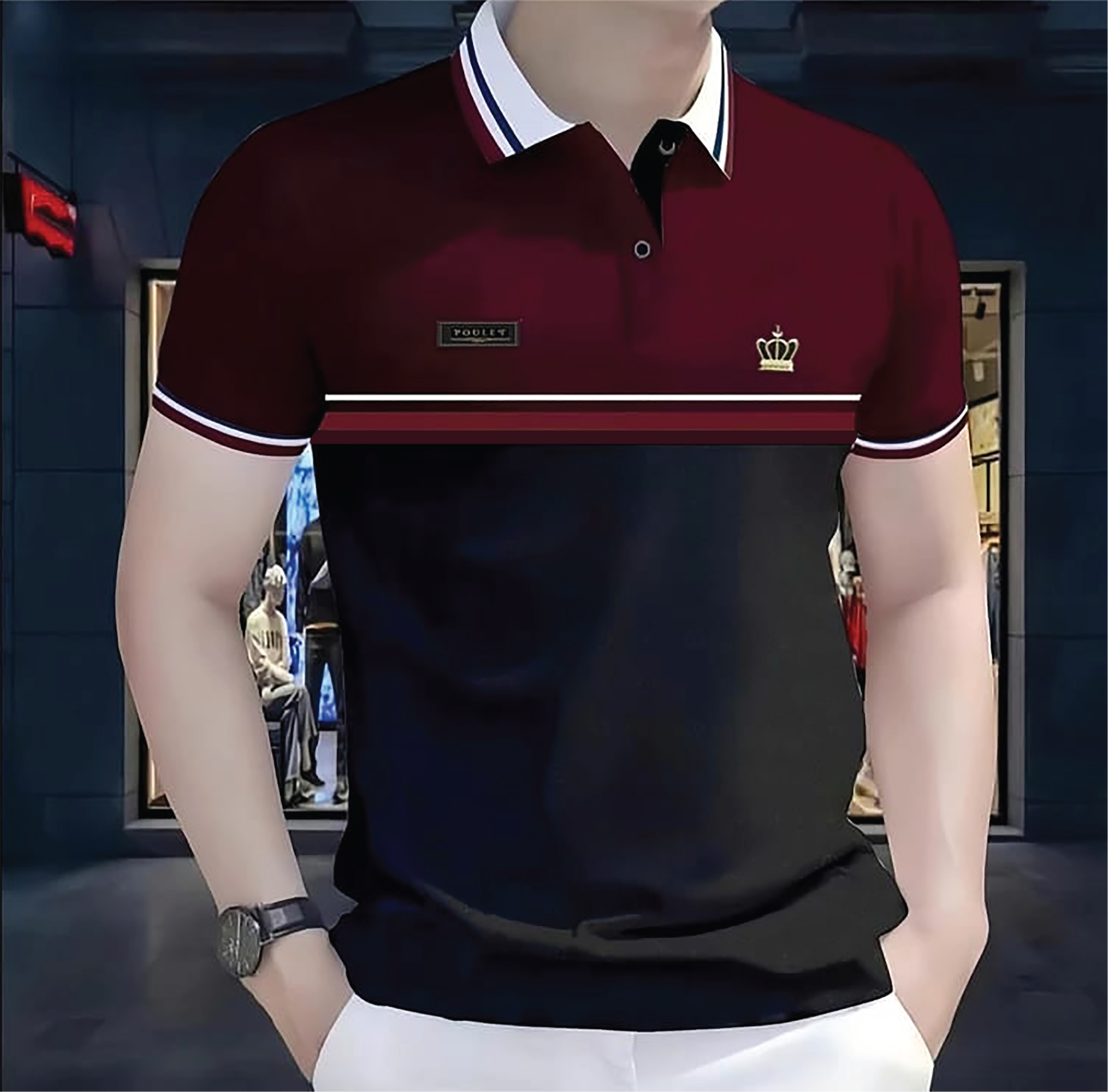 Super Premium PK Cotton Polo Shirt For Men's [Mukut Maroon/Black]