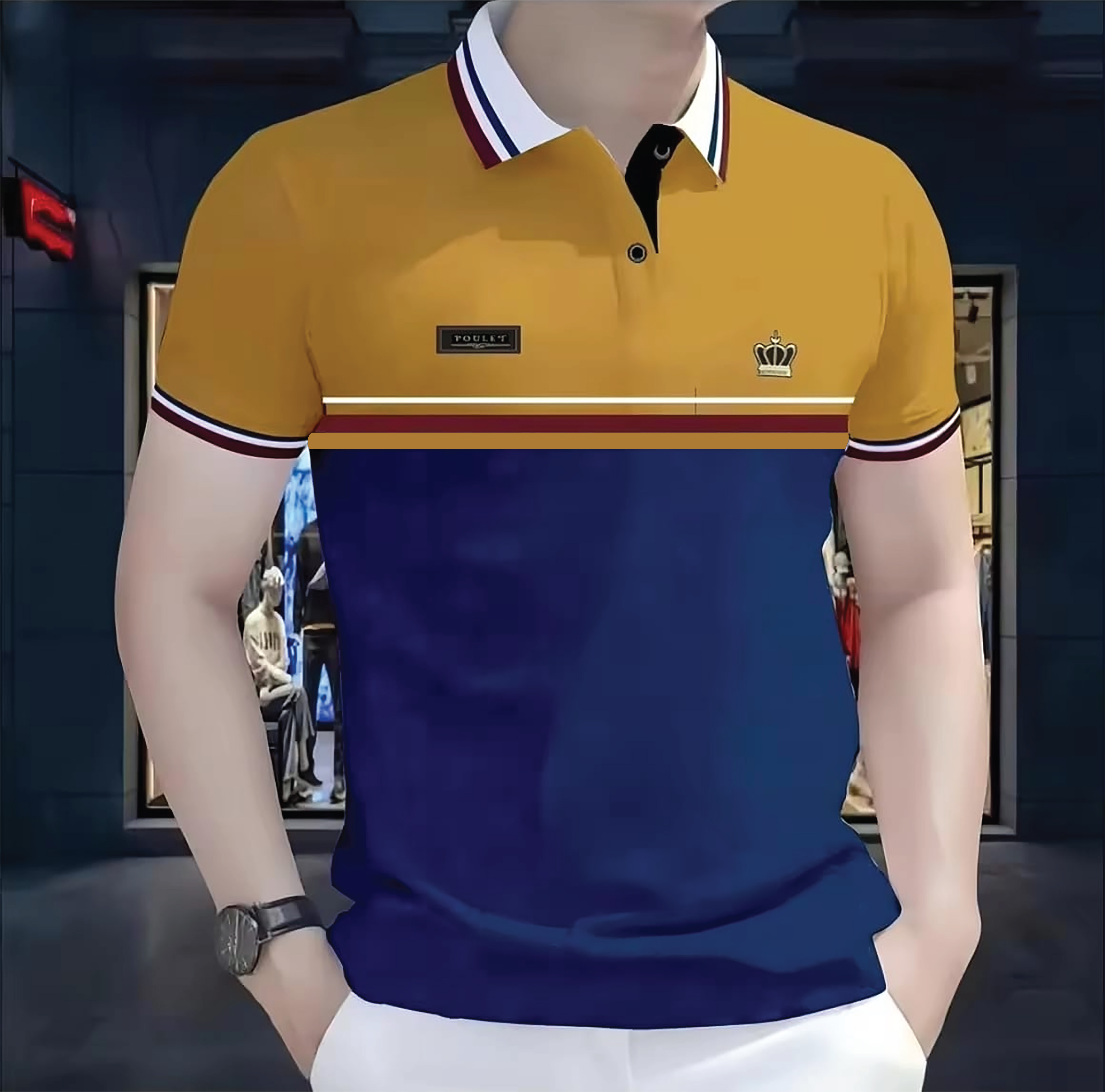 Super Premium PK Cotton Polo Shirt For Men's [Mukut kathali/Blue]